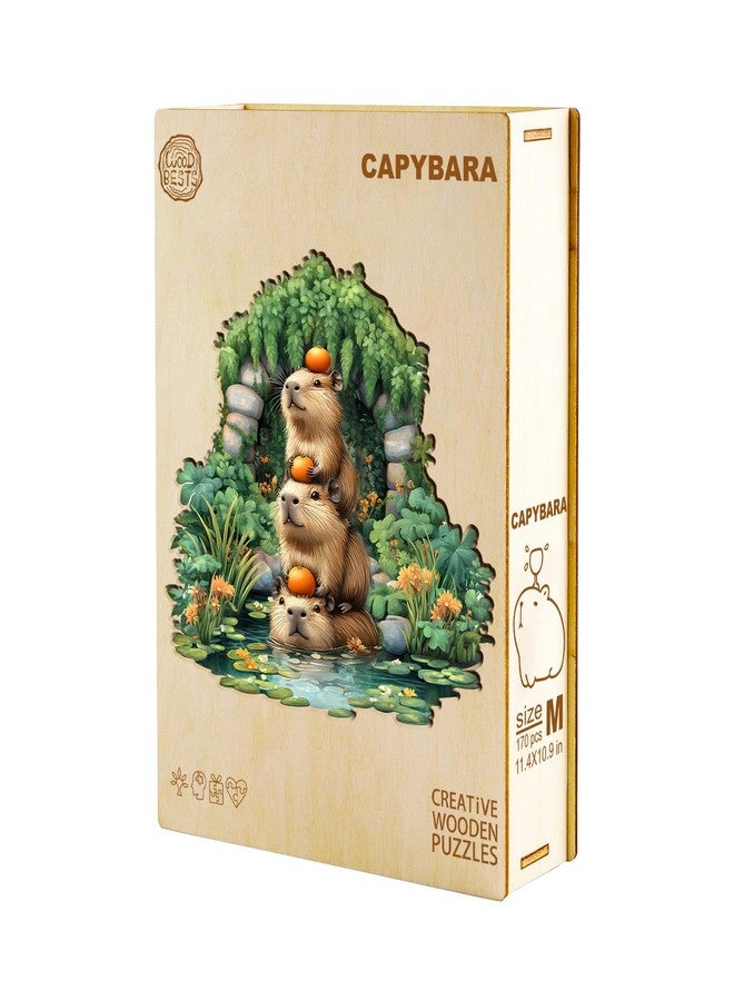 Aeekdook Wooden Puzzles for Adults, Capybara Wood Puzzles Adult, Unique Animal Shape Wooden Jigsaw Puzzles for Adults, Birthday Gifts for Puzzle Lovers, Family (S - 8.5 * 8.1in) - Image 3